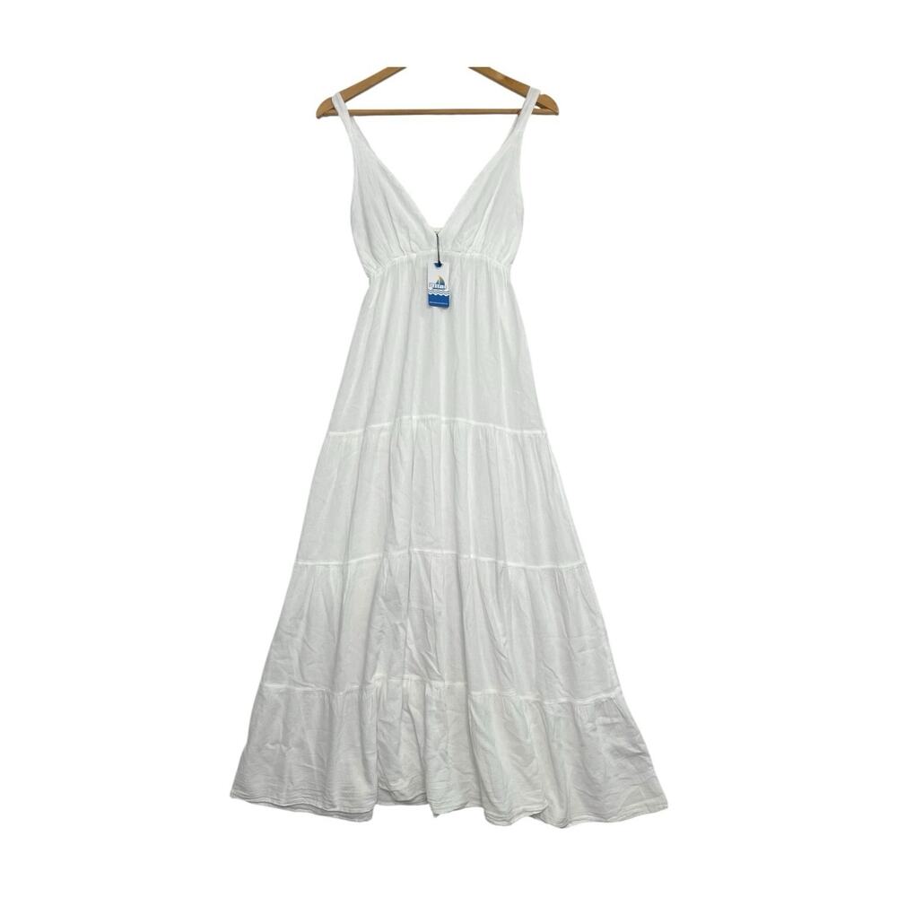 New Seaspice Maxi Dress Womens Small White Peruvian Cotton Sleeveless Boho Beach